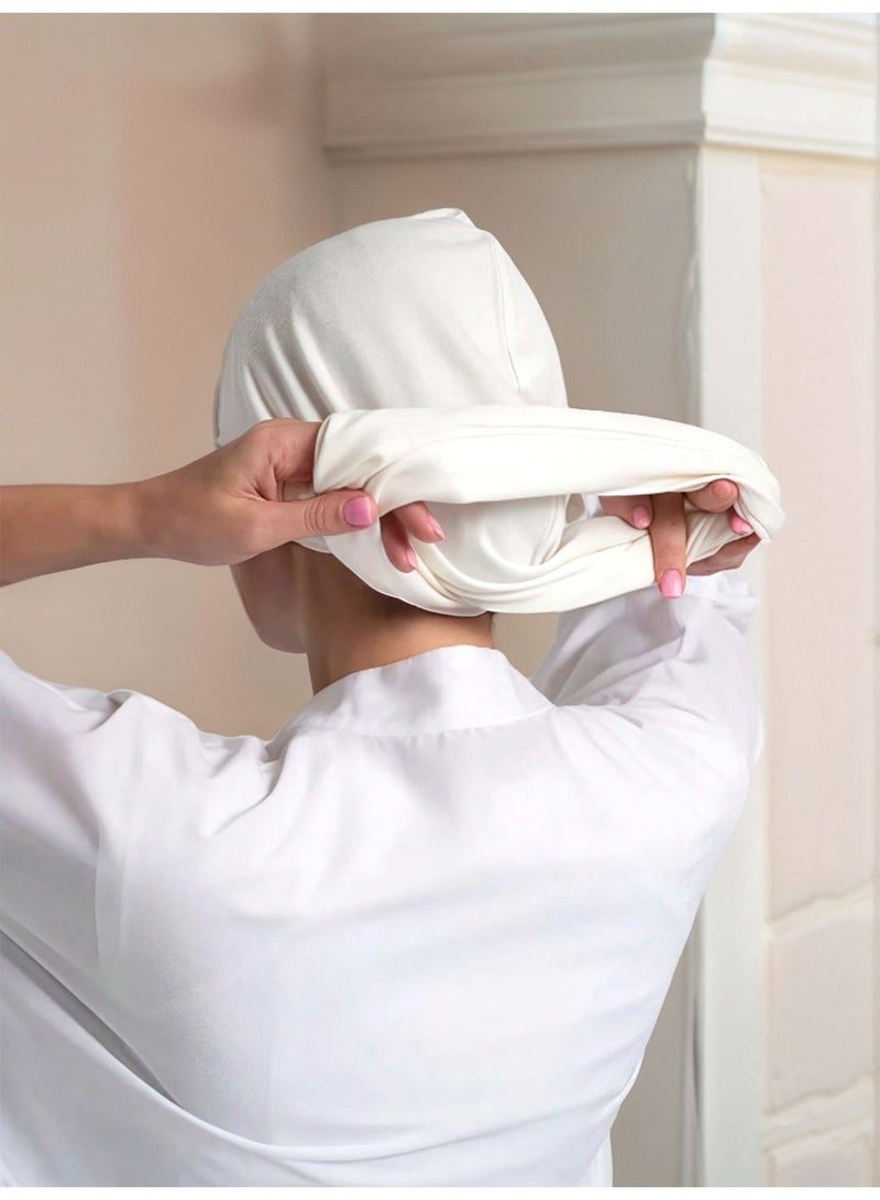 1 قطعة حجاب نسائي بلون موحد، أنماط قابلة للتعديل، عمامة برباط رأس مطاطي، قماش قطني ناعم ومريح للتنفس، مريح للاستخدام اليومي - Image 3